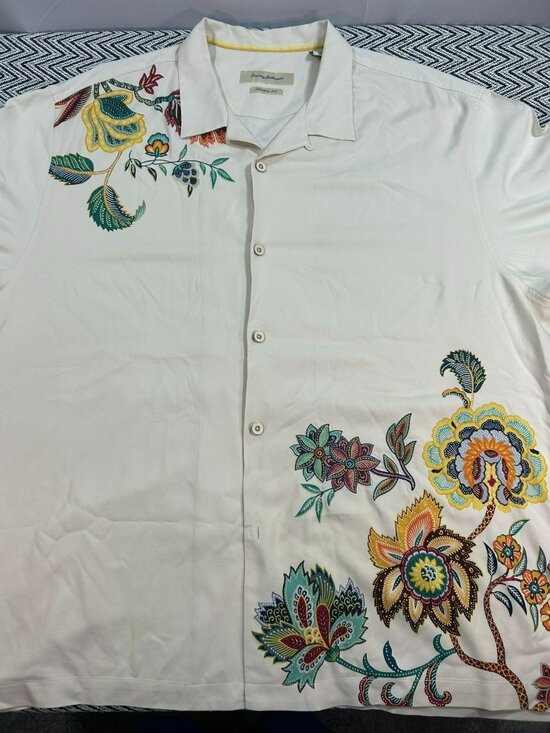 Tommy Bahama Other - Tommy Bahama Men's XXL Original Fit Silk Shirt Floral Design White Multicolor